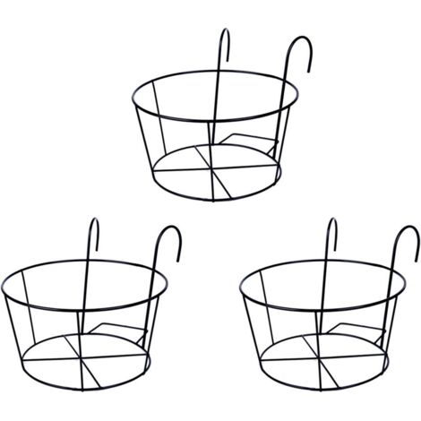 Support de Pot de Plantes,  Métal Rond de Fleurs Porte-pot de Fleur, avec des Crochets, pour les Balustrades de Balcon de Jardin Noir-1 pcs-Fei Yu