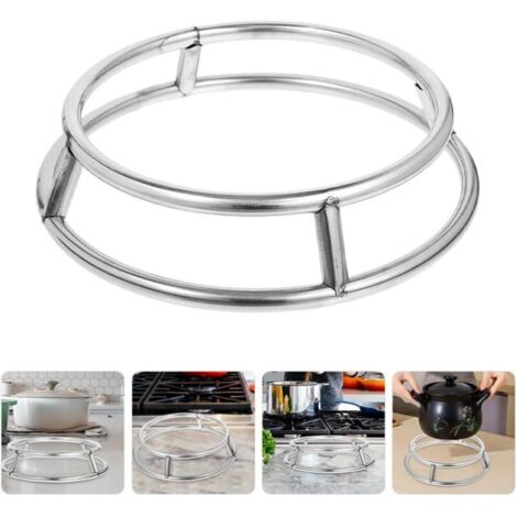Support de pot en acier inoxydable, 1 pièce, cadre de poêle, support de pot à lait/cuisinière à gaz/accessoires de cuisinière à gaz, argent