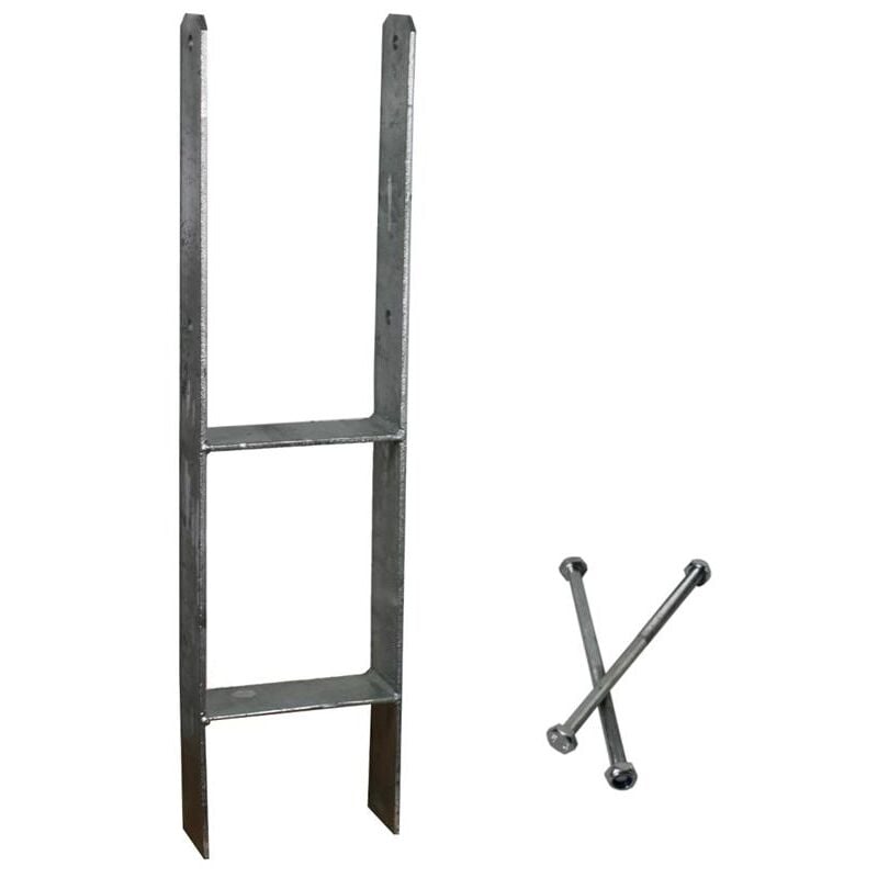 Poteau d'ancrage en h support de carport 81mm galvanisée à chaud longueur 60 cm