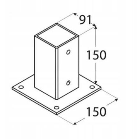 Support de poteau vissé dans du béton galvanisé 91x150x2mm