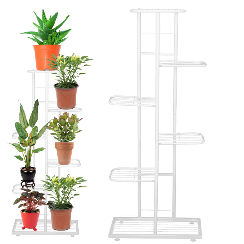 Treetalk - Support de pots de fleurs à 6 niveaux, étagère de présentation pour décoration de jardin intérieur et extérieur, blanc