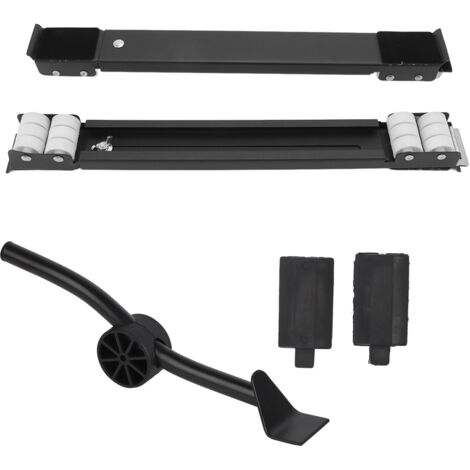 Support de Poulie Universel 300KG pour Lave-Linge - Rouleaux Escamotables avec Barre de Levage Noire