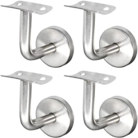 Support de rampe d'escalier en acier inoxydable 304, fixation murale, garde-corps en bois, argent (4 pièces)