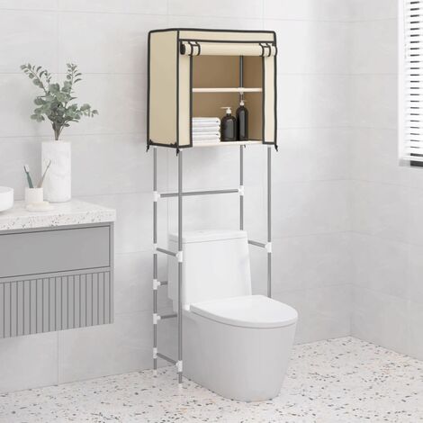 Support de rangement 2 niveaux sur toilette Crème 56x30x170 cm