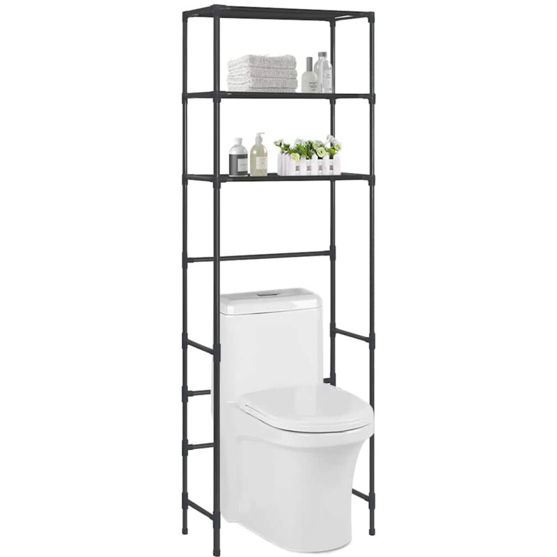 Vidaxl - Support de rangement de toilette à 3 niveaux Noir 53x28x169 cm