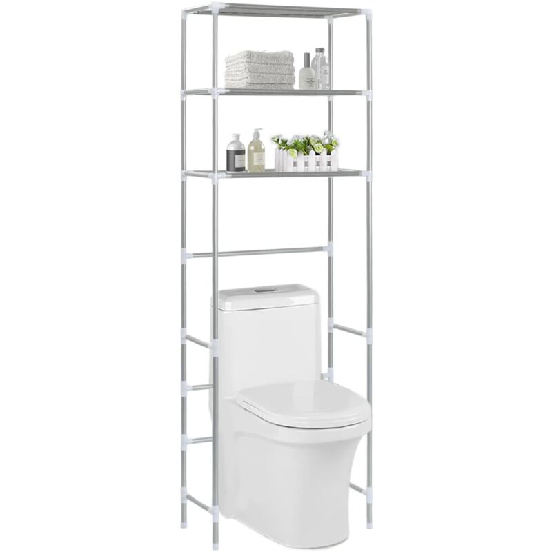 Vidaxl - Support de rangement 3 niveaux de toilette Argenté 53x28x169 cm