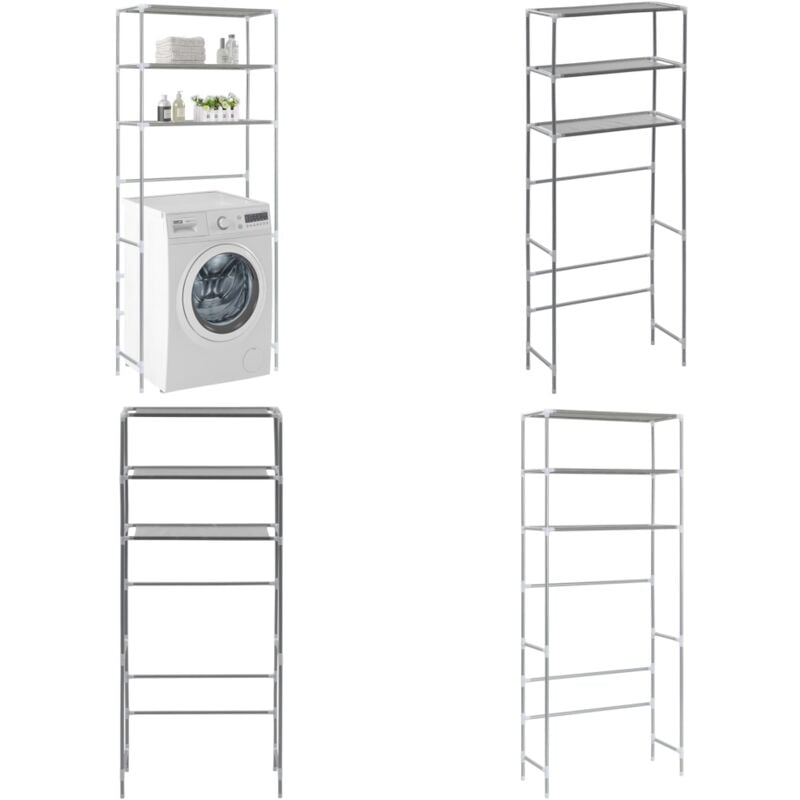 Vidaxl - Support de rangement à 3 niveaux Argenté 69x28x169 cm - support de rangement au-dessus de lave-linge - supports de rangement au-dessus de