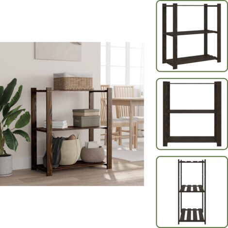 Support de rangement à 3 niveaux noir 80x38x90 cm bois pin - Etagere Bois - Rangement Atelier - Rangement Maison - Support Rangement - Mobilier Rangement