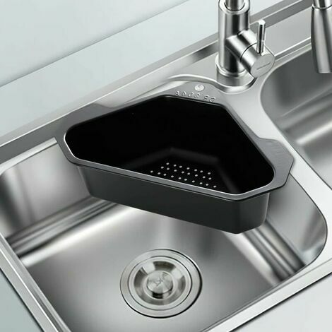 Support de Rangement d'évier, Acier Inoxydable Égouttoir Evier Passoire Coin Filtre Triangulaire Plateau de Drainage avec Ventouse pour évier de Cuisine Salle de Bain