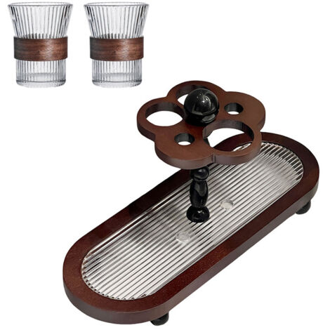 Support de rangement en bois pour salle de bain, Porte-gobelet, brosse à dents et dentifrice – Décoration rayée – Couleur brun