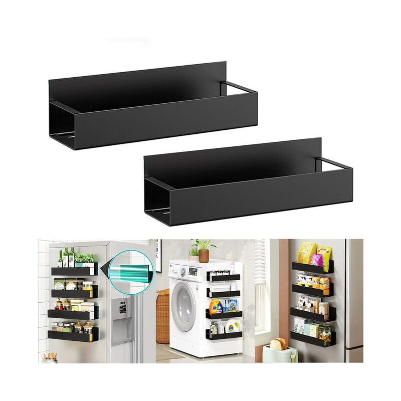 Support de rangement magnétique 2 pièce, support de rangement latéral pour réfrigérateur, étagère de réfrigérateur à aspiration magnétique