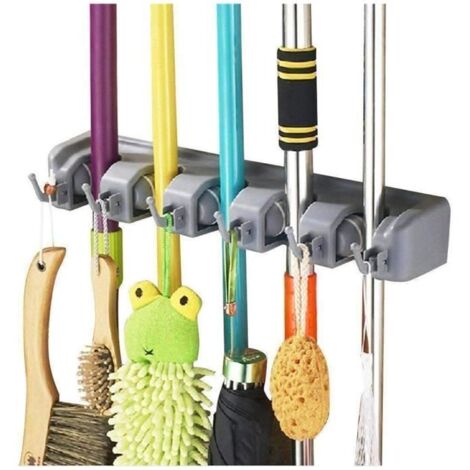 Support de rangement - Multifonction - 5 emplacements - 6 crochets - Cuisine/Garage/Buanderie