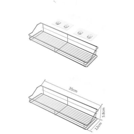 Support de rangement mural en acier inoxydable pour cuisine et salle de bain, étagère à épices de cuisine - pas besoin de percer