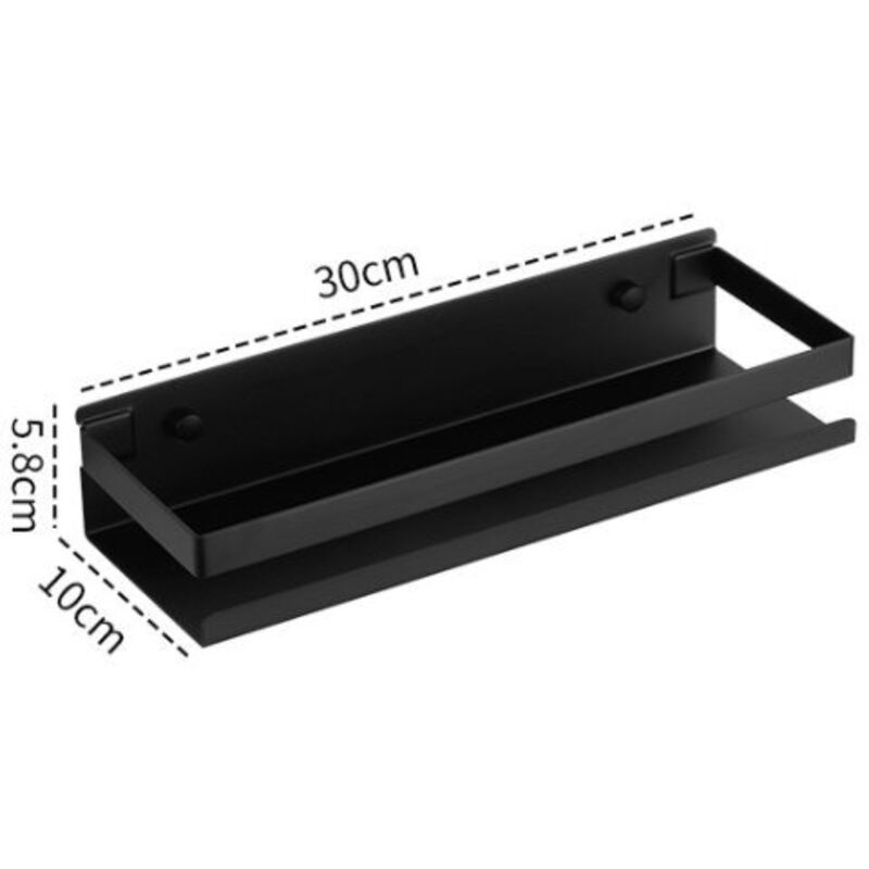 Support de rangement mural, support en acier inoxydable 304, support multifonctions pour fournitures de cuisine (noir 30cm),