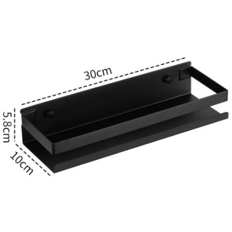 HANBING Support de rangement mural, support en acier inoxydable 304, support multifonctions pour fournitures de cuisine (noir 30cm),