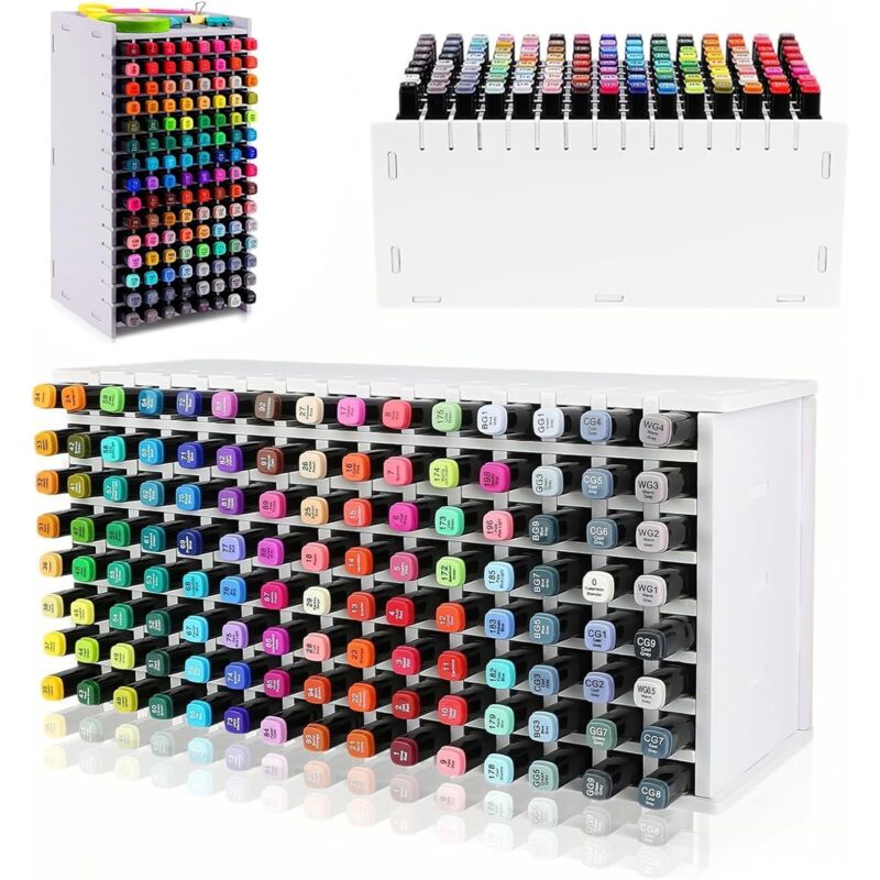 Support de rangement pour 120 marqueurs, organiseur de marqueurs avec séparateur amovible pour ranger des marqueurs, des crayons de couleur, des
