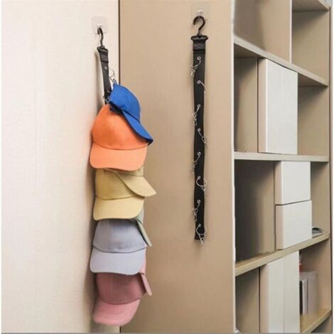 Support de rangement pour chapeaux pour tringle de placard (lot de 2), 8 grands clips de qualité supérieure pour balle, casquettes de golf, bonnets et organisation de casquettes de sport