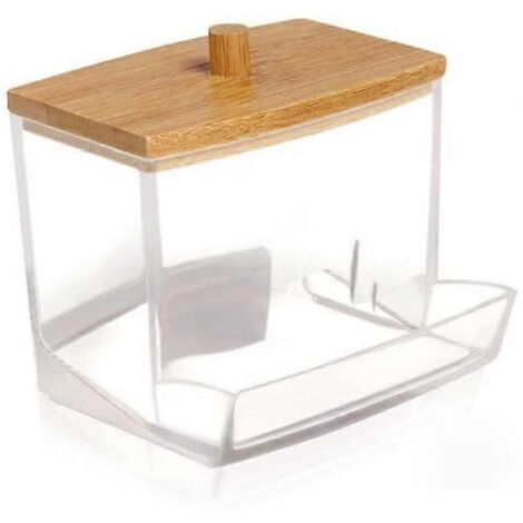 Support de rangement pour cotons-tiges en acrylique de qualité supérieure, compatible avec les pots de pharmacie et les couvercles en bambou (1 pièce), modèle : transparent