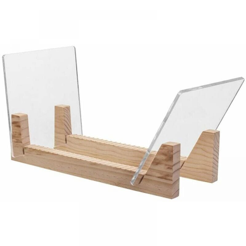Support de rangement pour disques vinyles, empile jusqu'à 50 albums, en bois massif avec acrylique transparent