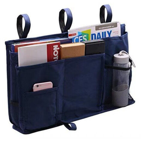 Support de rangement pour lit superposé Support de chevet suspendu pour étudiants du Collège Chariot de panier de lit multi-poches (bleu marine)