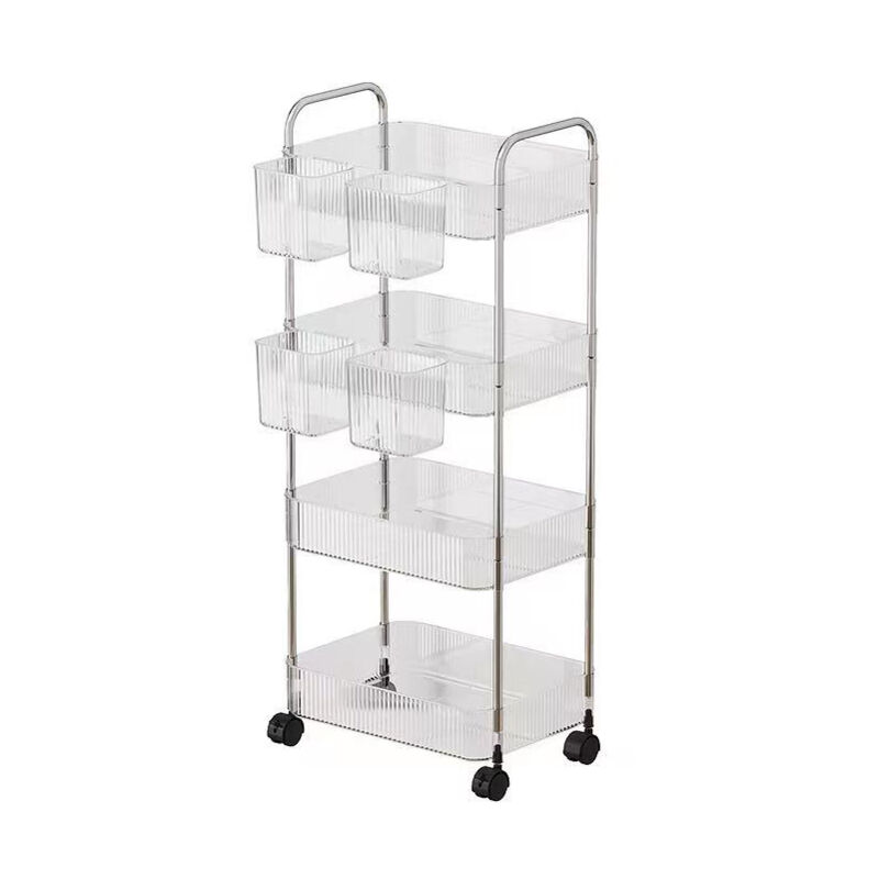 Support de rangement pour organisateur en acrylique Chariot en acrylique transparent Chariot de rangement pour cosmétiques Chariot de rangement pour