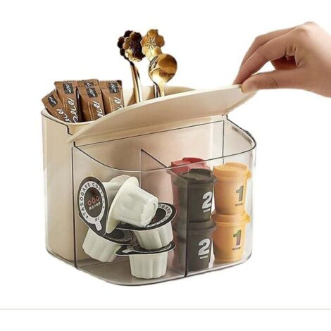 Support de rangement pour sachets de thé, capsules de café, sucre, boîte à thé, boîte à thé, étagère à thé pour comptoir d'armoire, comptoir (blanc)