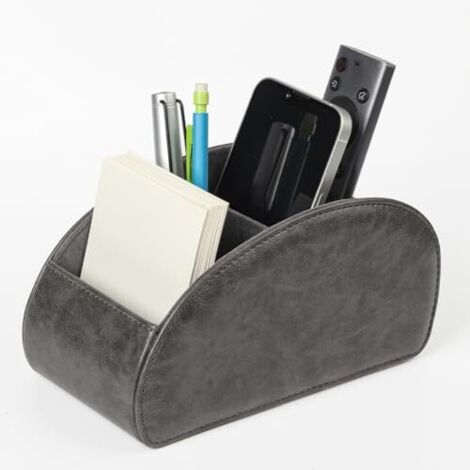 Support de rangement pour télécommandes avec 5 poches, Grand support pour télécommandes TV, DVD, 4K Stick et Bluray, Rangement pour télécommandes de stylo, L-Gris