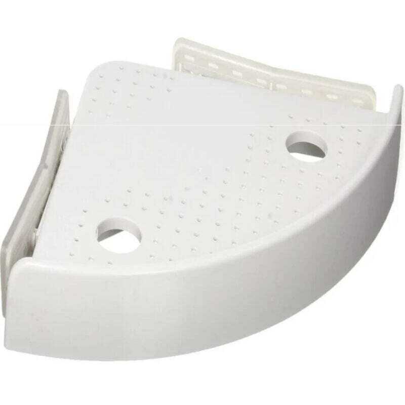 Support de rangement triangulaire pour salle de bain, Etagère d'angle avec bouton poussoir, sans percer, 24.5 x 4.5 x 24.5 cm
