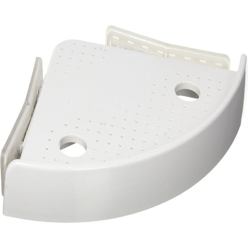 Ikodm - Support de rangement triangulaire pour salle de bain, Etagère d'angle avec bouton poussoir, sans percer, 24.5 x 4.5 x 24.5 cm