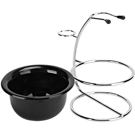 Support de Rasage en Métal Professionnel avec Bol à Mousse et Porte-Rasoir pour Barbe