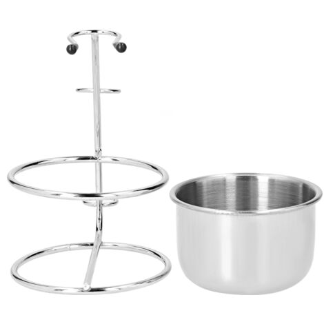 Support de Rasoir en Acier Inoxydable avec Porte-Savon et Bol, Support pour Barbier