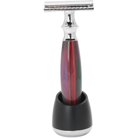 Support de Rasoir Manuel avec Base et Porte-Lames pour Rasoir Double Tranchant - Accessoires de Rasage Rouge