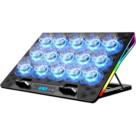Support De Refroidissement Pour Ordinateur Portable - 15 Ventilateurs - Surface En Maille Métallique - Réglage Hauteur 4 Niveaux - 2 Ports USB - Pour Ordinateurs De 10 À 17,3 Pouces