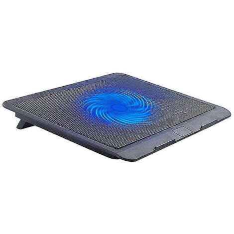 Support de refroidissement pour ordinateur portable avec grand ventilateur, ventilateur portable avec port USB 2 en 1 et LED bleue.