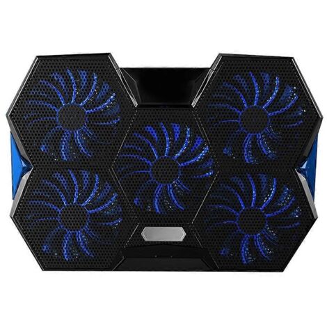 Support de refroidissement pour ordinateur portable Coolcold avec dissipateur thermique, éclairage LED intégré et port USB 5V - Édition standard noire et bleue