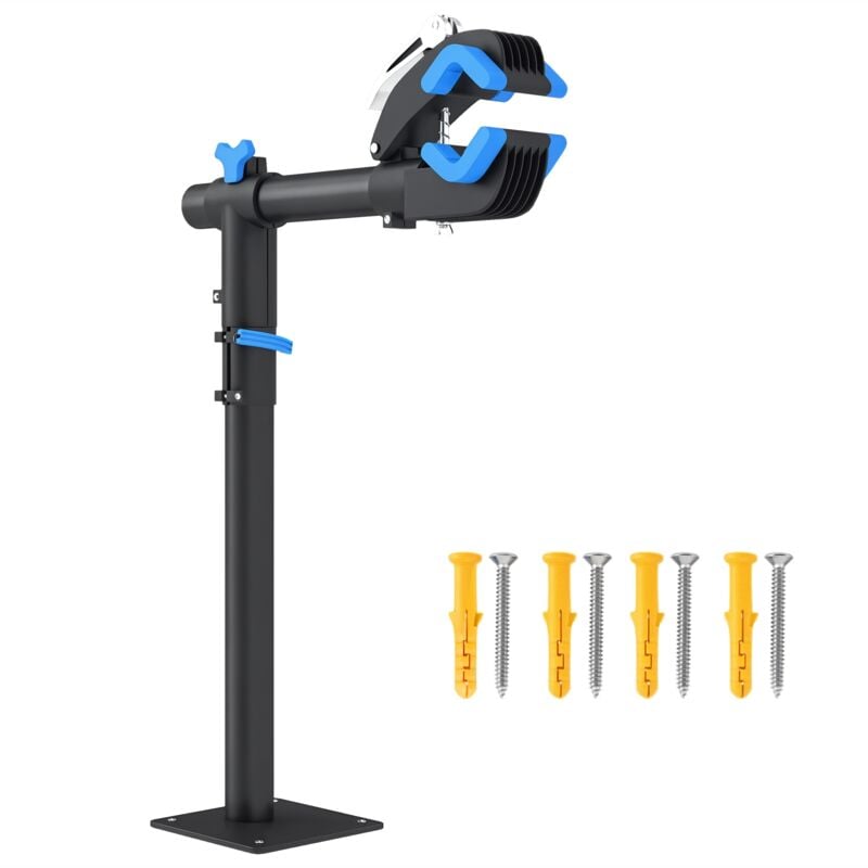 Homcom - Support de réparation de vélo réglable - pied d'atelier vélo - pince pivotante 360° - charge max. 25 Kg - noir bleu