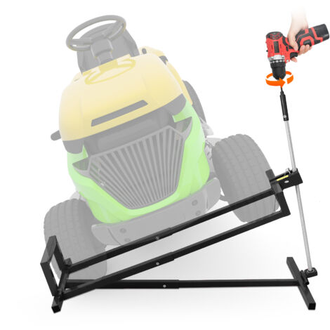 Support de réparation pour tondeuse, plateau de levage pliable en acier robuste, capacité 400 kg, chariot d'entretien télescopique avec poignée pour usage manuel et électroportatif, noir