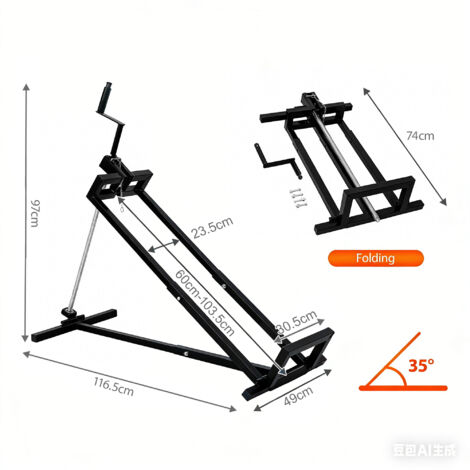 Support de réparation repliable en acier pour tondeuse à gazon. Capacité 400 kg,chariot télescopique avec poignée pour entretien,couleur noire.