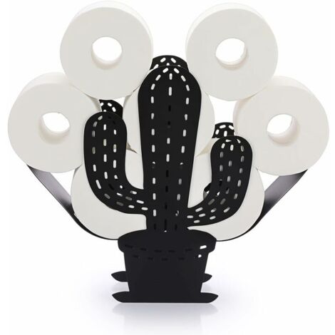 Support de Rouleau de Papier Toilette Porte-Papier en métal Stockage de Papier en Forme de Cactus pour Salle de Bain (Noir)
