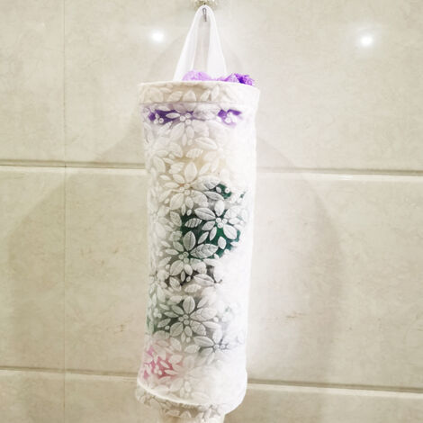 Support de sac en plastique suspendu, organisateur de sac en maille, distributeur de sac poubelle de cuisine, distributeur de sac d'épicerie pliable, rangement de sac poubelle