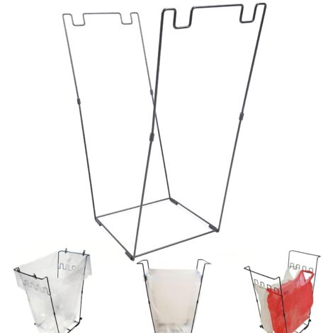 Support de sac poubelle de jardin - Support extérieur pour sacs à feuilles - Cadre métallique multi-usage pour sacs poubelle de 30 à 45 gallons (114 à 170 litres) - Idéal pour le camping