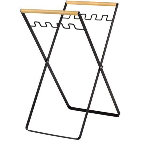Support de sac poubelle pliable en fer, portable et pratique, utilisation multifonctionnelle pour le camping, le jardin et la lessive (noir)