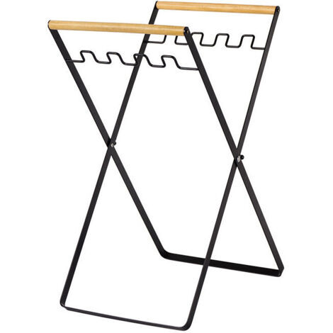 Support de sac poubelle pliable en fer, portable et pratique, utilisation multifonctionnelle pour le camping, le jardin et la lessive (noir)