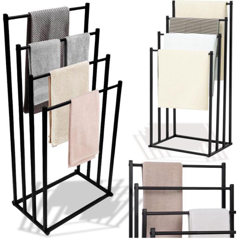 Support de salle de bain à 4 bras, style loft, cintre noir, support loft en métal