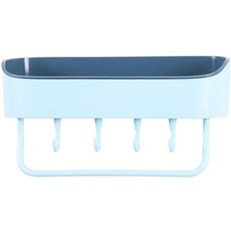 Support de salle de bain suspendu en plastique, poinçonnage gratuit, mur de maison, porte-serviettes de vanité de salle de bain（bleu vert）