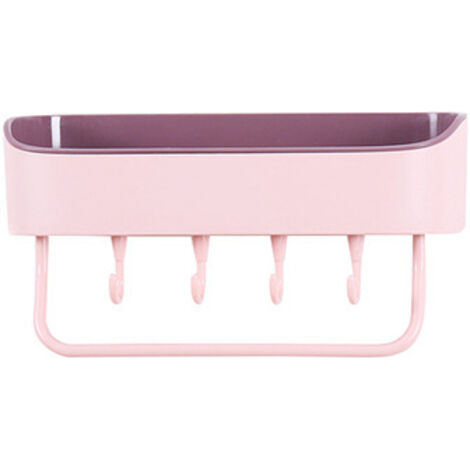 Support de salle de bain suspendu en plastique, poinçonnage gratuit, mur de maison, porte-serviettes de vanité de salle de bain（rose-mauve）