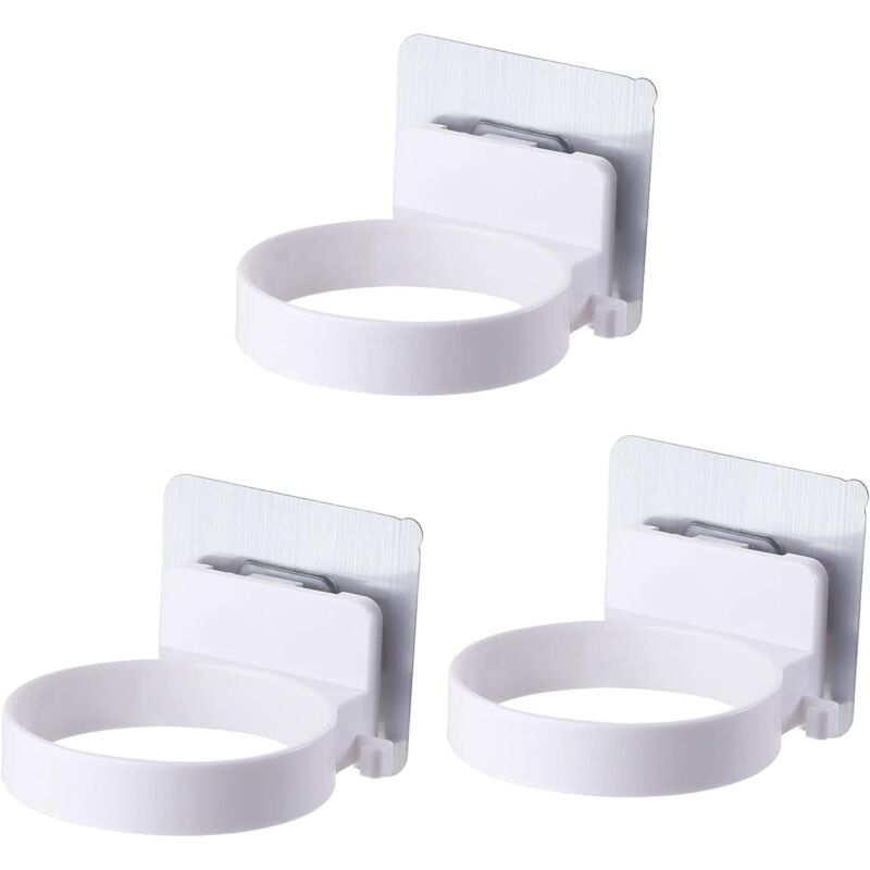 3PCS Support de Sèche-Cheveux Mural, Porte Sèche Cheveux Support de Fixation, Etagère de Sèche-Cheveux à Ventouse Auto-adhésive, pour Chambres à