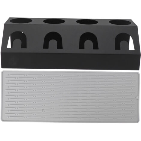 Support de Séchage pour Bouteilles 4 Trou Antidérapant en Fer et Silicone, Porte-Gobelet Égouttoir de Cuisine Noir pour Bouteilles de Soda