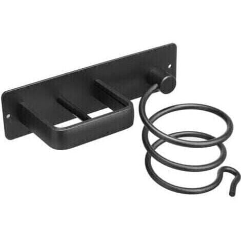 Support de sèche-cheveux aluminium Pas de poinçonnage 13.5 x 22.5 x 10.5cm noir