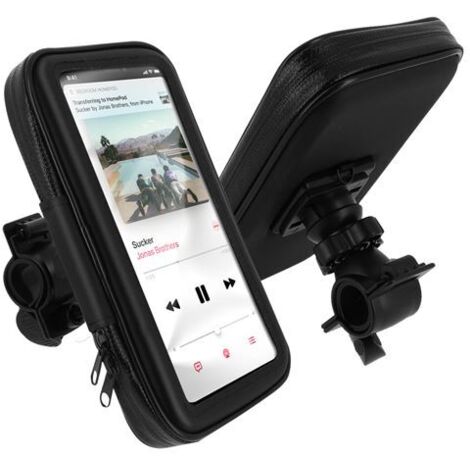 Support de smartphone Avizar pour vélo et moto, fixation guidon, housse étanche zippée - Noir